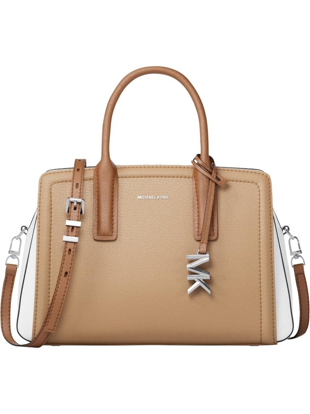 Women Gold tone Light Tan Handbag Shoulder Crossbody Purse Top Handle Bag